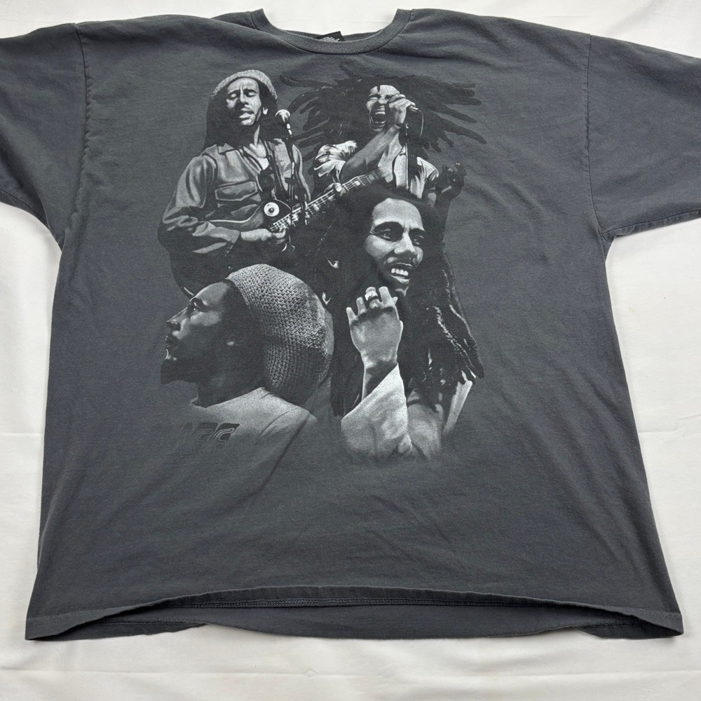 Bob Marley Graphic T-Shirt Reggae Music Cotton 2X Charcoal Gray Zion Rootswear